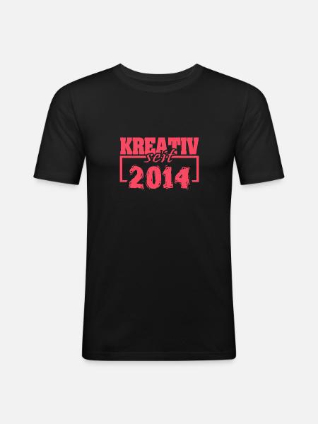 Jahr 2014 - Männer Slim Fit T-Shirt - Schwarz