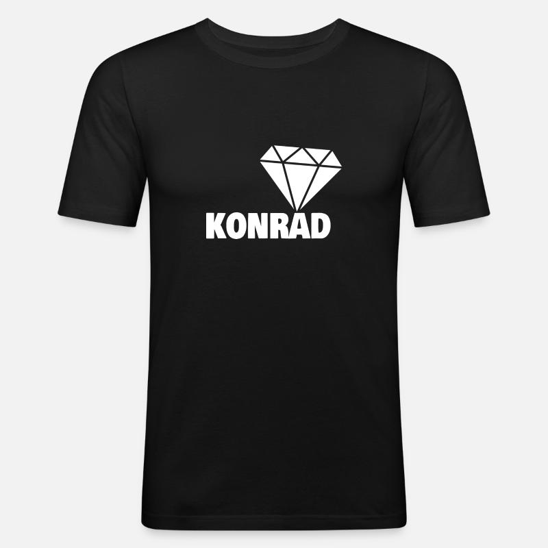 Edel Konrad - Männer Slim Fit T-Shirt - Schwarz