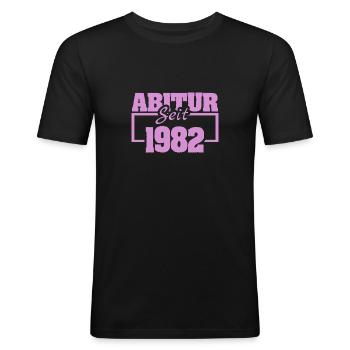 Uni 1982 - Männer Slim Fit T-Shirt - Schwarz - Vorne - Nik (191cm)