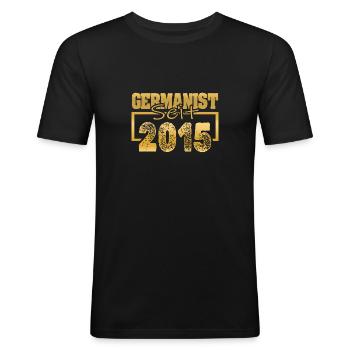Germanist 2015 - Männer Slim Fit T-Shirt - Schwarz - Vorne - Nik (191cm)