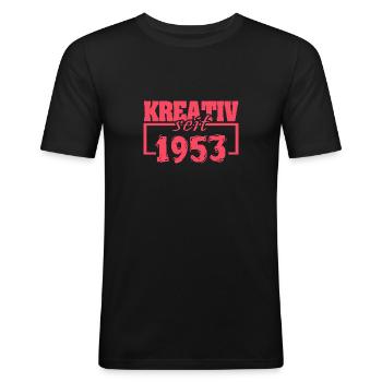 Vintage 1953 - Männer Slim Fit T-Shirt - Schwarz - Vorne - Nik (191cm)