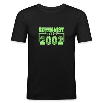 Studium 2002 - Männer Slim Fit T-Shirt - Schwarz - Vorne - Nik (191cm)