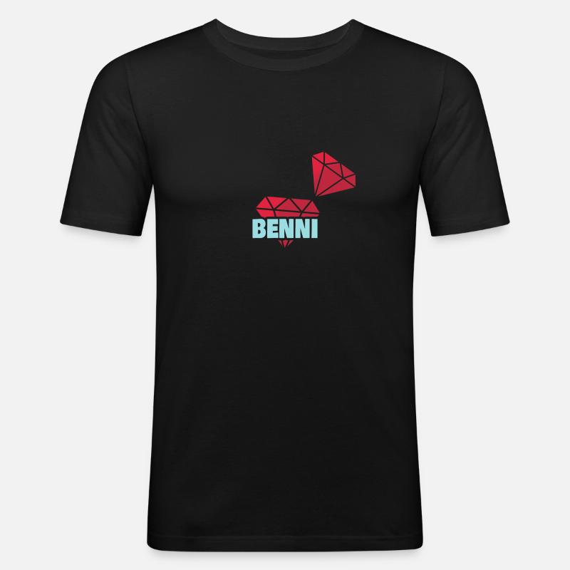 Edel Benni - Männer Slim Fit T-Shirt - Schwarz