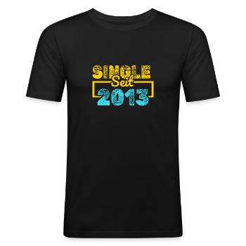 seit 2013 - Männer Slim Fit T-Shirt - Schwarz - Vorne - Nik (191cm)