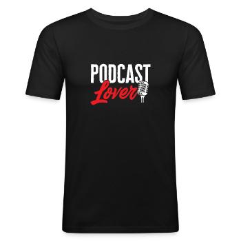 Podcaster Podcast - Men's Slim Fit T-Shirt - black - Front - Nik (191cm)