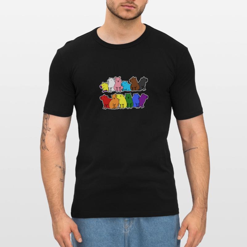 Fierté Progrès Flag Capybara Egalité T-shirt près du corps Homme