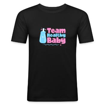 Annonce de naissance sexe révéler bébé fête bébé - T-shirt près du corps Homme - noir - Devant - Nik (191cm)