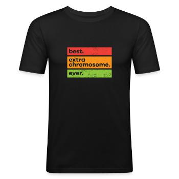 Down Syndrome Awareness Best Extra Chromosome Ever - Männer Slim Fit T-Shirt - Schwarz - Vorne - Nik (191cm)
