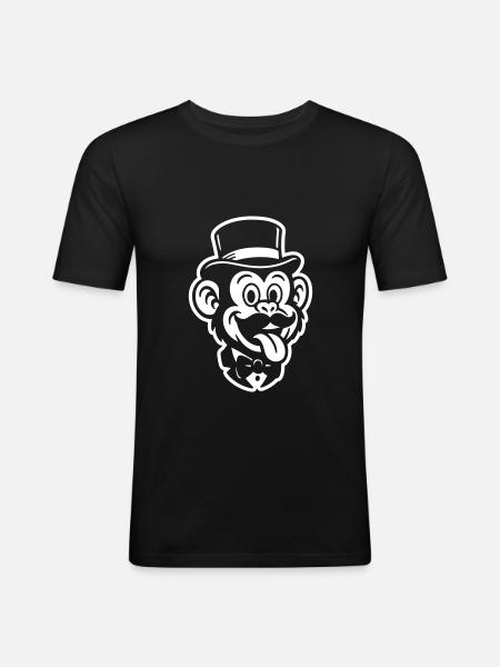 Monkey Gentleman Comic - Men's Slim Fit T-Shirt - black
