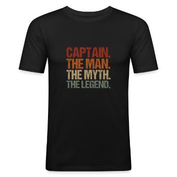 Capitaine - T-shirt près du corps Homme - noir - Devant - Nik (191cm)