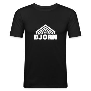 Vorname Björn - Männer Slim Fit T-Shirt - Schwarz - Vorne - Nik (191cm)