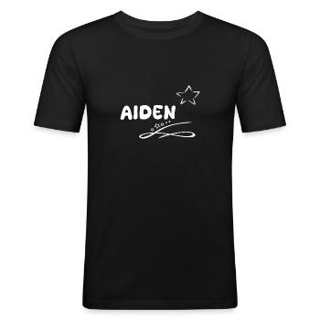 Aiden als Geschenk - Männer Slim Fit T-Shirt - Schwarz - Vorne - Nik (191cm)