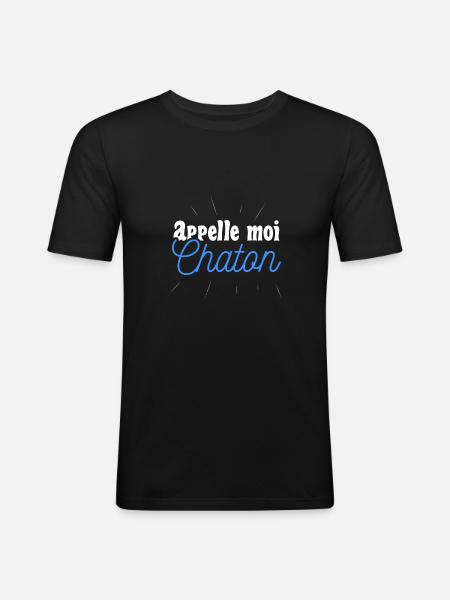 Appelle moi Chaton - T-shirt près du corps Homme - noir