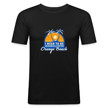 J’ai besoin d’être séahabilité Orange Beach été - T-shirt près du corps Homme - noir - Devant - Nik (191cm)