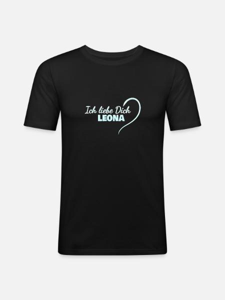 Leona - Männer Slim Fit T-Shirt - Schwarz