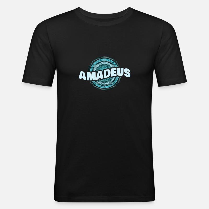 Amadeus als Geschenkidee - Männer Slim Fit T-Shirt - Schwarz