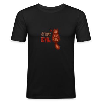 Otterly Evil Otter Pun - T-shirt près du corps Homme - noir - Devant - Nik (191cm)