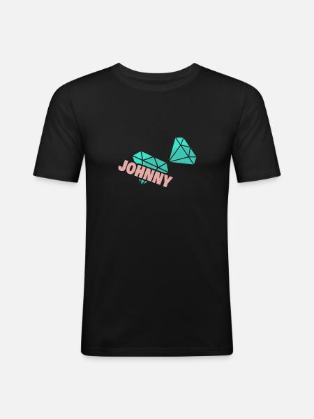 Papa Johnny - Männer Slim Fit T-Shirt - Schwarz