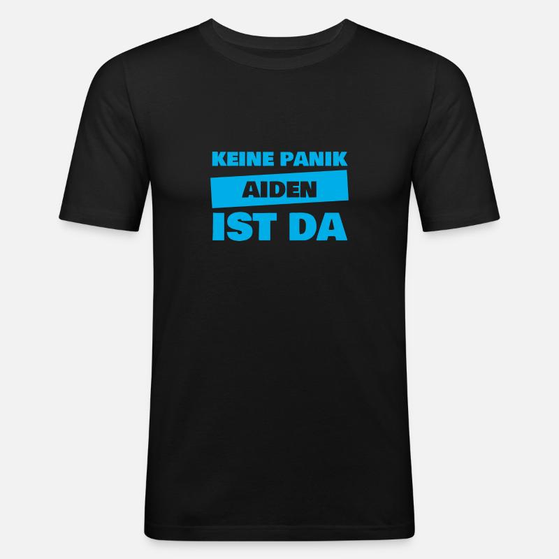 Aiden als Vorname - Männer Slim Fit T-Shirt - Schwarz