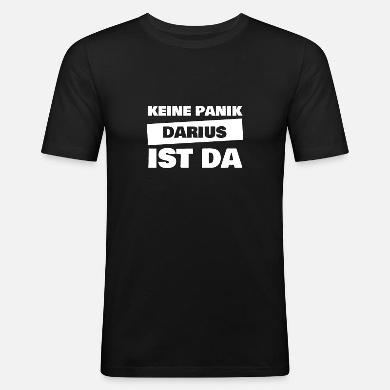 Vorname Darius - Männer Slim Fit T-Shirt - Schwarz