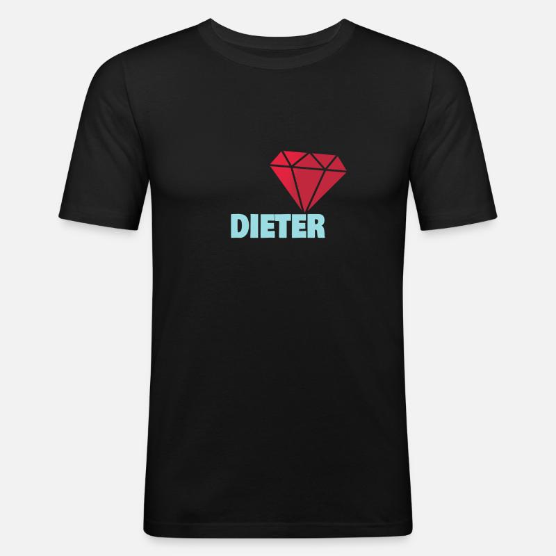 Dieter - Männer Slim Fit T-Shirt - Schwarz