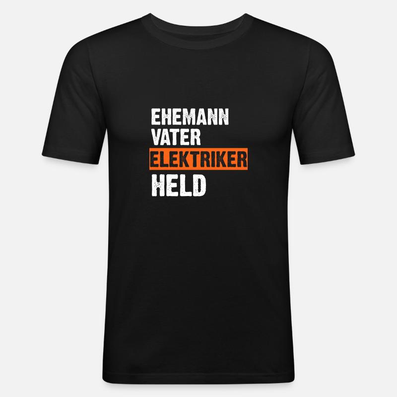 Ehemann Vater Elektriker Held - Männer Slim Fit T-Shirt - Schwarz