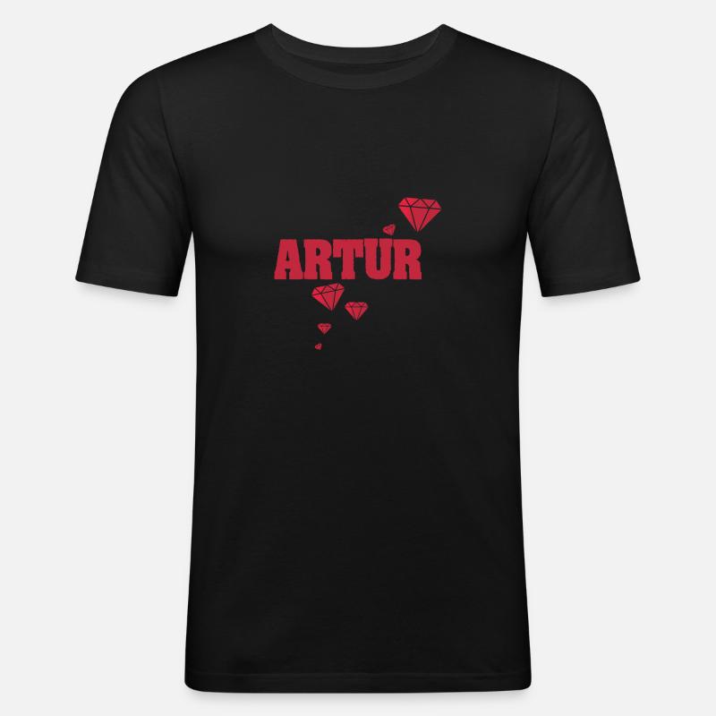 Geschenkidee Artur - Männer Slim Fit T-Shirt - Schwarz