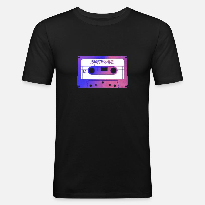 Retrowave Synthwave 80s Design - Männer Slim Fit T-Shirt - Schwarz