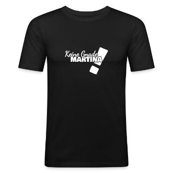 Lustig Martina - Männer Slim Fit T-Shirt - Schwarz - Vorne - Nik (191cm)