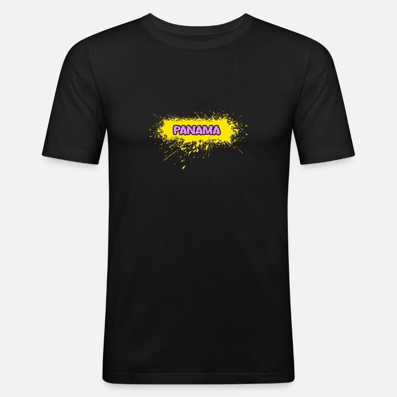 Sonne Panama - Männer Slim Fit T-Shirt - Schwarz