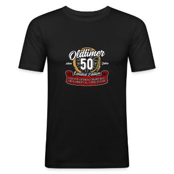 50. Geburtstag Oldtimer Model 50 Jahre Geburtstag - Männer Slim Fit T-Shirt - Schwarz - Vorne - Nik (191cm)