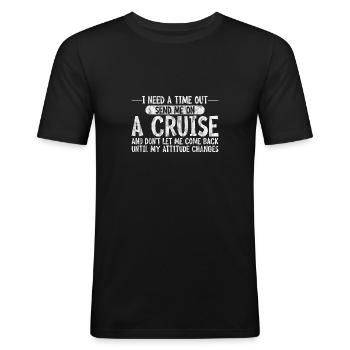 J’ai besoin d’un temps mort, envoyez-moi en croisière 3 - T-shirt près du corps Homme - noir - Devant - Nik (191cm)