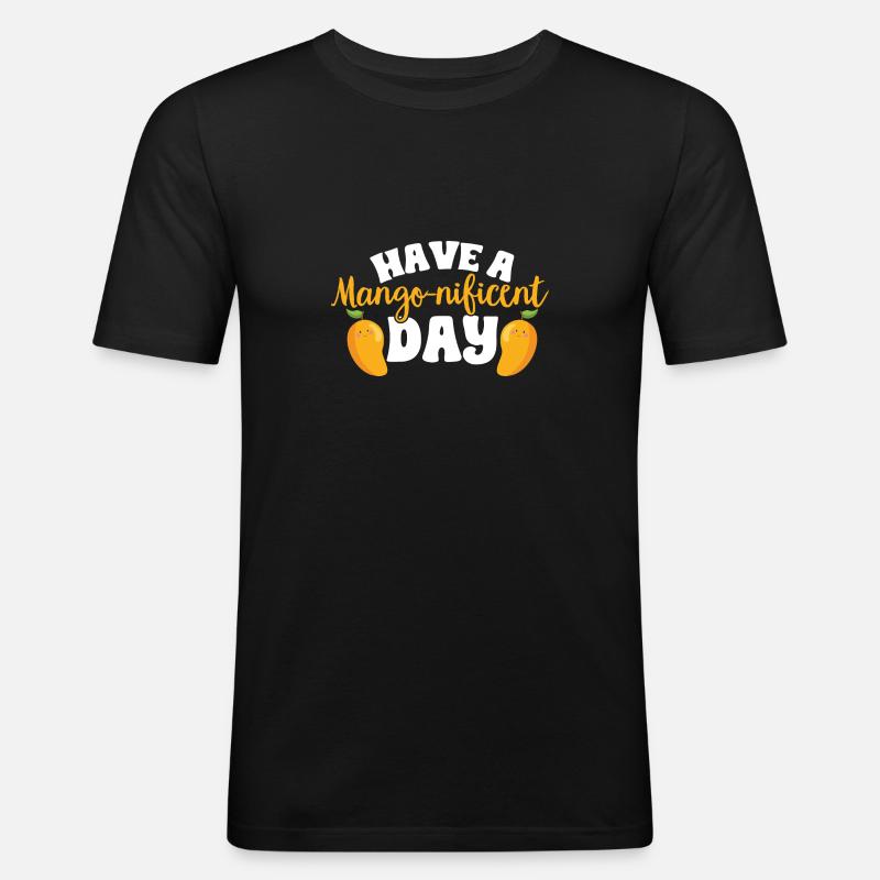 Mango Frucht Mango - Männer Slim Fit T-Shirt - Schwarz