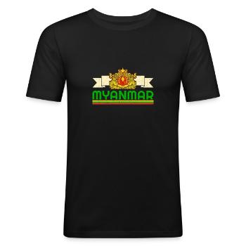 Myanmar Urlaub Birma Birmanisch Asien Reise - Männer Slim Fit T-Shirt - Schwarz - Vorne - Nik (191cm)