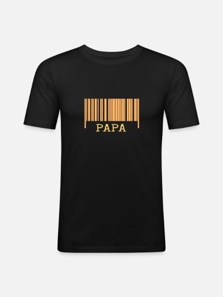 Papa - Männer Slim Fit T-Shirt - Schwarz