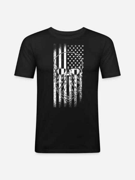 USA Skull used look - Men's Slim Fit T-Shirt - black