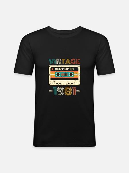Vintage mejor de 1981 cassette retro cumpleaños - Camiseta ajustada hombre - negro