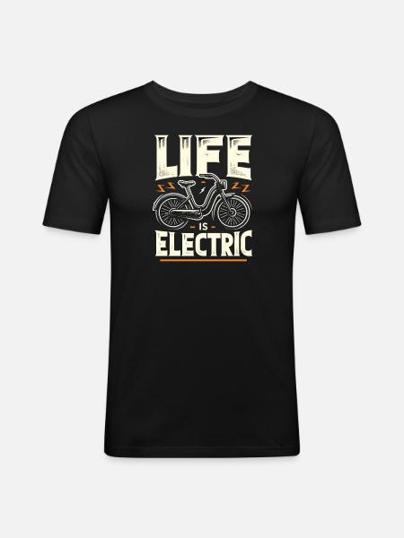 Das Leben ist elektrisch - Männer Slim Fit T-Shirt - Schwarz