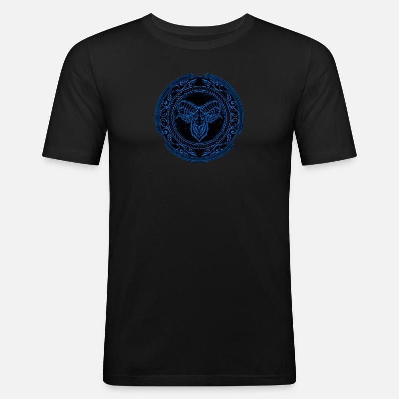 Wikinger Widder Aries - Männer Slim Fit T-Shirt - Schwarz