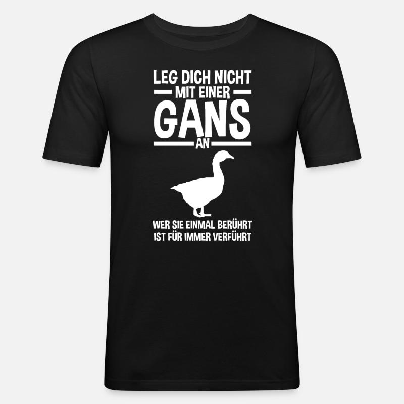 Gans Gänse - Männer Slim Fit T-Shirt - Schwarz