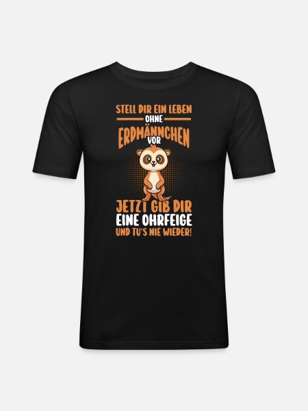 Erdmännchen - Männer Slim Fit T-Shirt - Schwarz