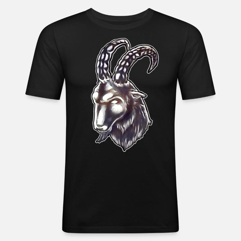 Stolzer Steinbock - Männer Slim Fit T-Shirt - Schwarz