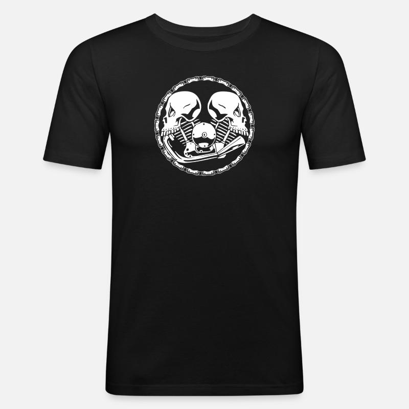 Custom Cycle - Motor Skulls - Männer Slim Fit T-Shirt - Schwarz