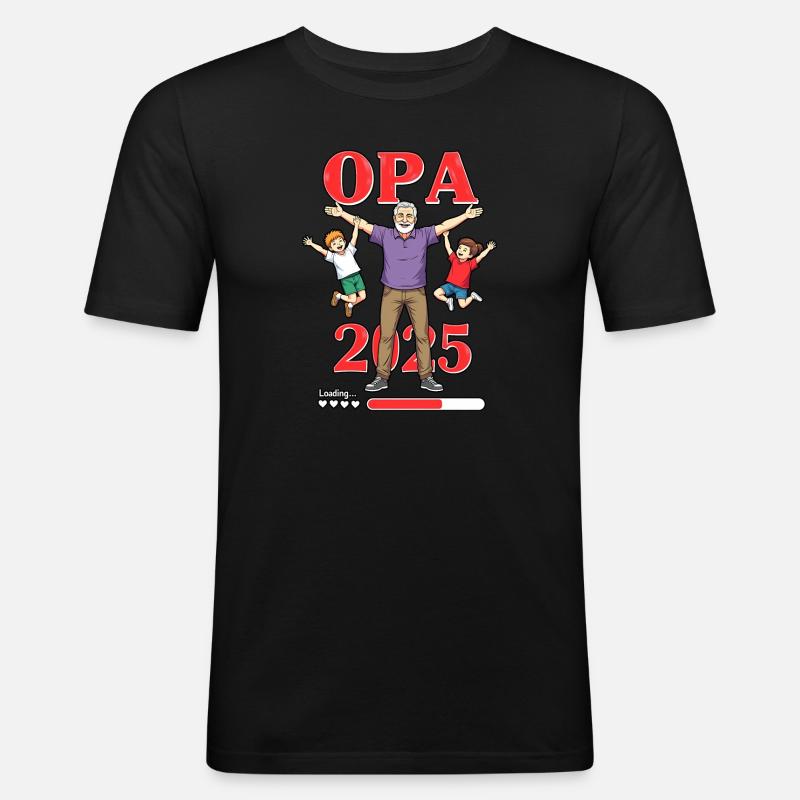Opa 2019/2015loading - Männer Slim Fit T-Shirt - Schwarz