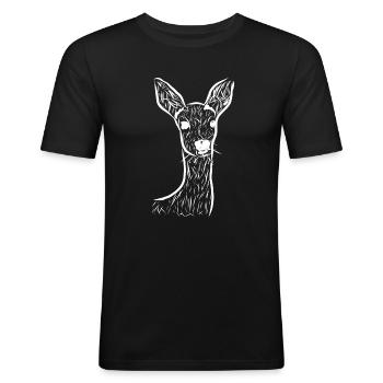 Cerf - T-shirt près du corps Homme - noir - Devant - Nik (191cm)