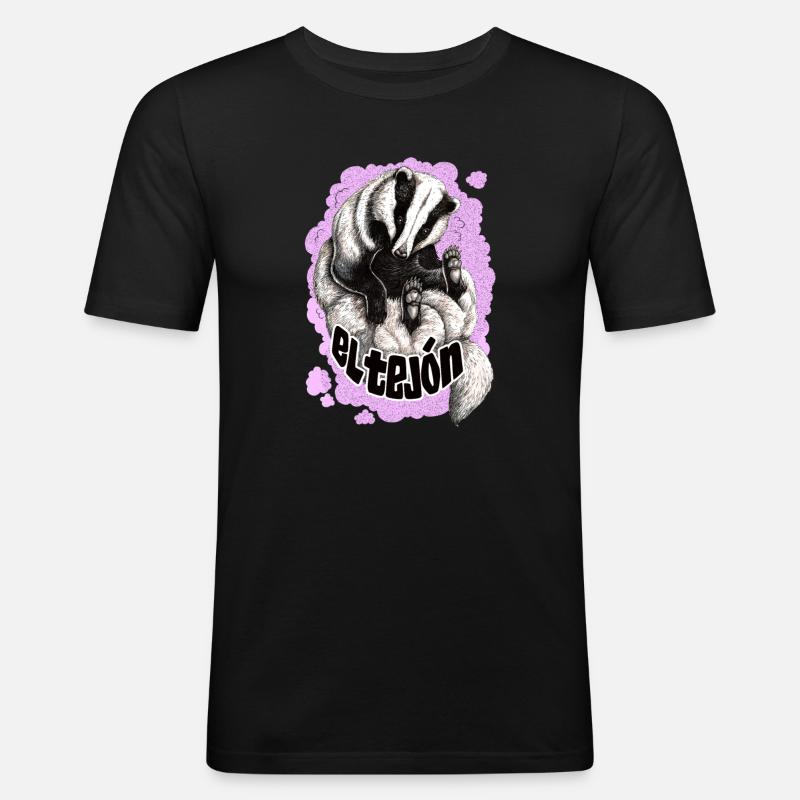 El Tejon pink - Männer Slim Fit T-Shirt - Schwarz