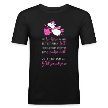 Einhorn Glühweinhorn sternhagelvoll toll Glühwein - Männer Slim Fit T-Shirt - Schwarz - Vorne - Nik (191cm)