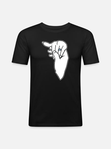 Engagement Wedding Ring Hand - Men's Slim Fit T-Shirt - black