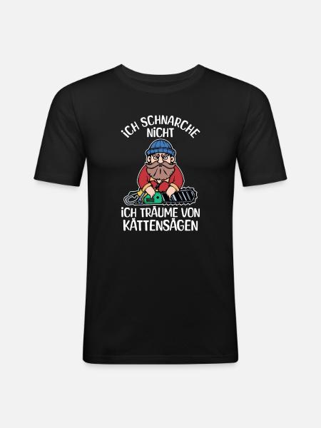 Bûcheron déclaration tronçonneuse boiseries bois - T-shirt près du corps Homme - noir