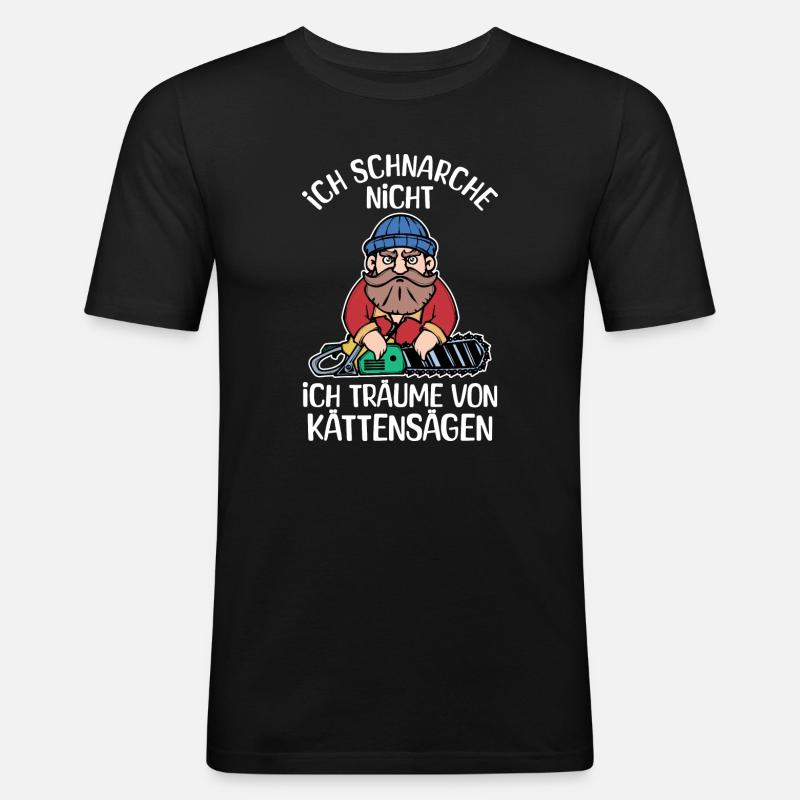 Bûcheron déclaration tronçonneuse boiseries bois - T-shirt près du corps Homme - noir